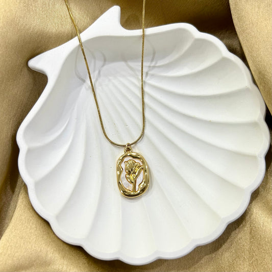 Gold Rose Coil Necklace