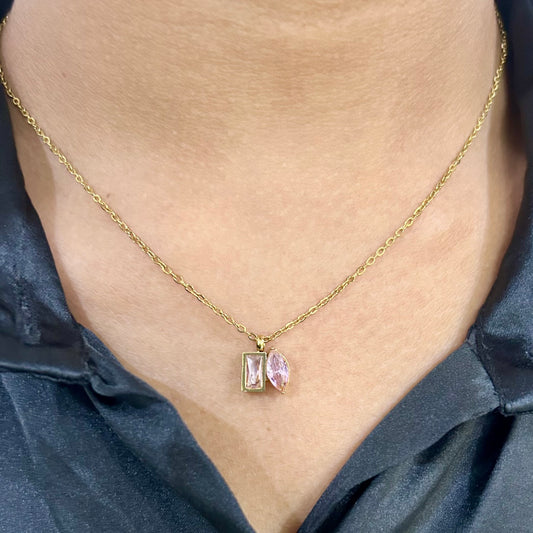 Pink Stone Anti Tarnish Necklace