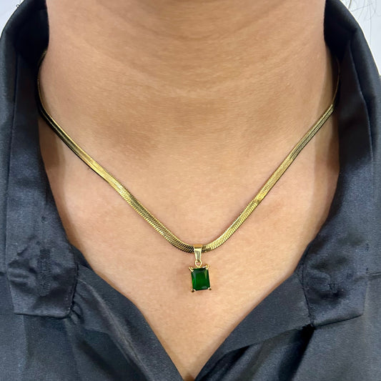 Emerald Gold Plated Necklace