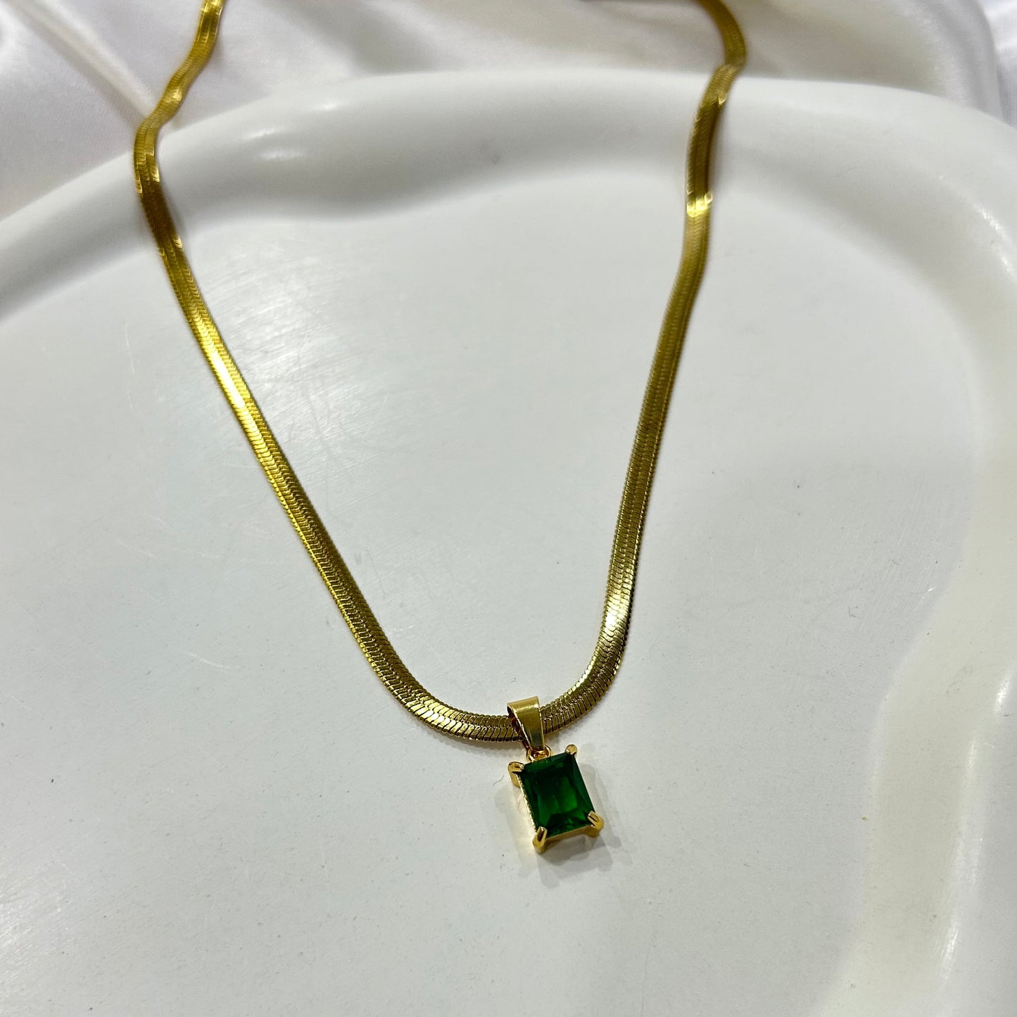 Emerald Gold Plated Necklace