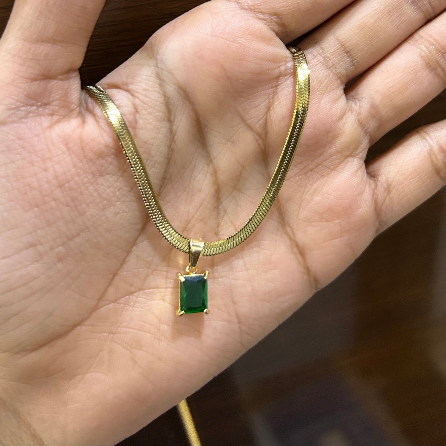 Emerald Gold Plated Necklace
