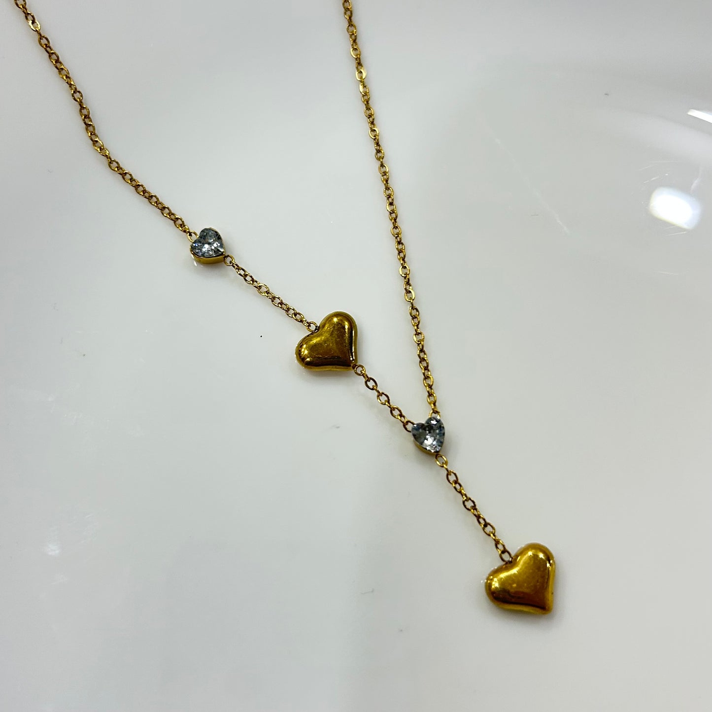 Stone Hearted Gold Necklace