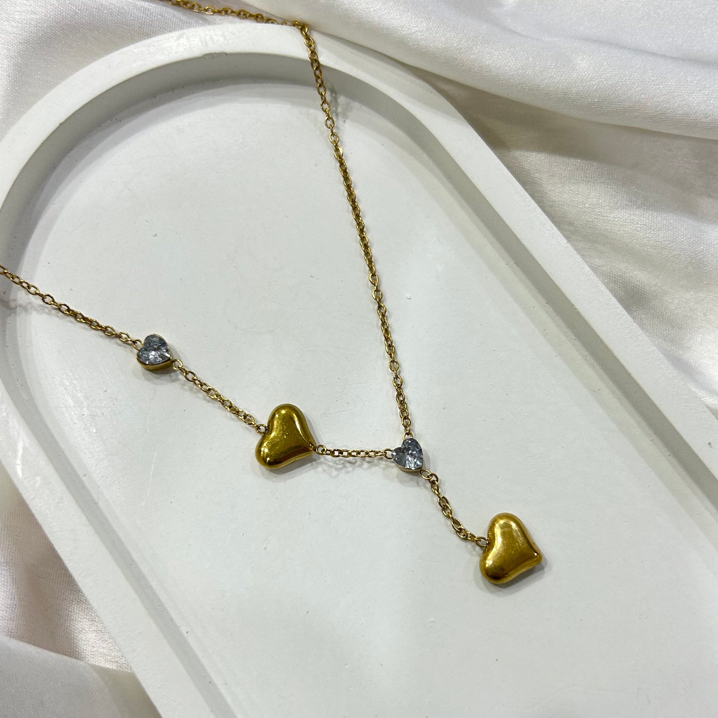Stone Hearted Gold Necklace