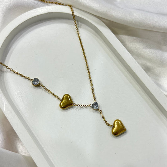 Stone Hearted Gold Necklace
