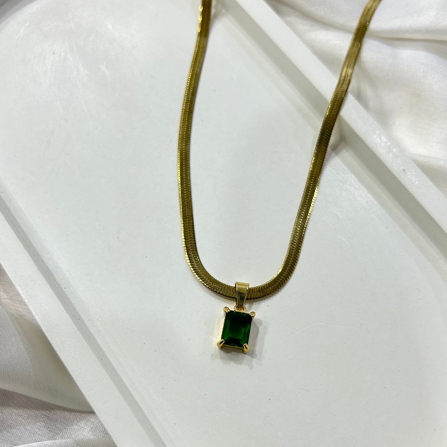 Emerald Gold Plated Necklace