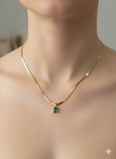 Emerald Gold Plated Necklace