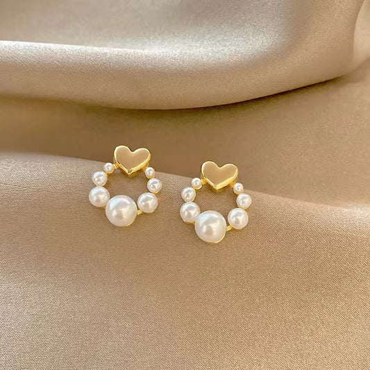 Pearl Heart Earrings