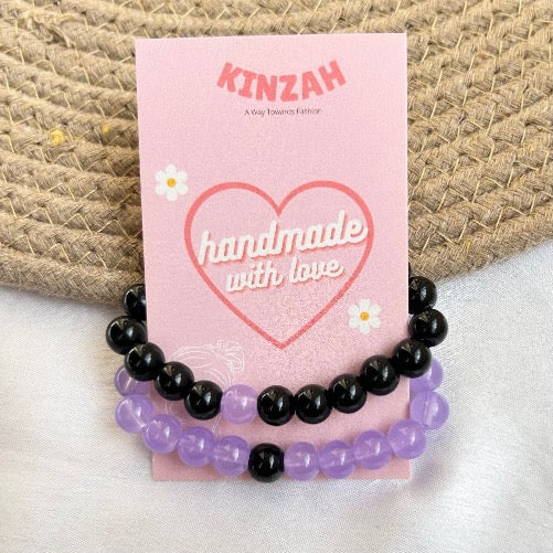 Couple Bracelets Set - Purple Black