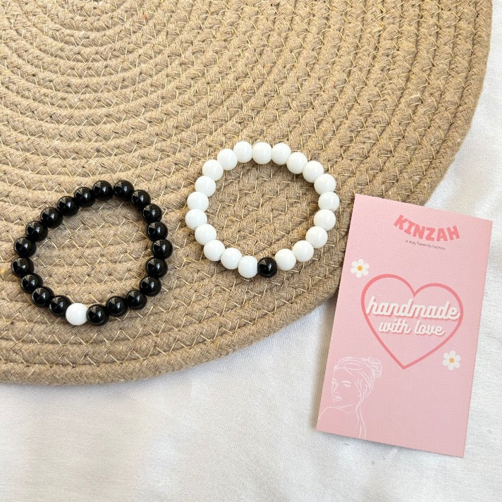 Couple Bracelets Set - Black White