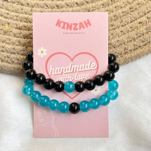 Couple Bracelets Set - Blue Black