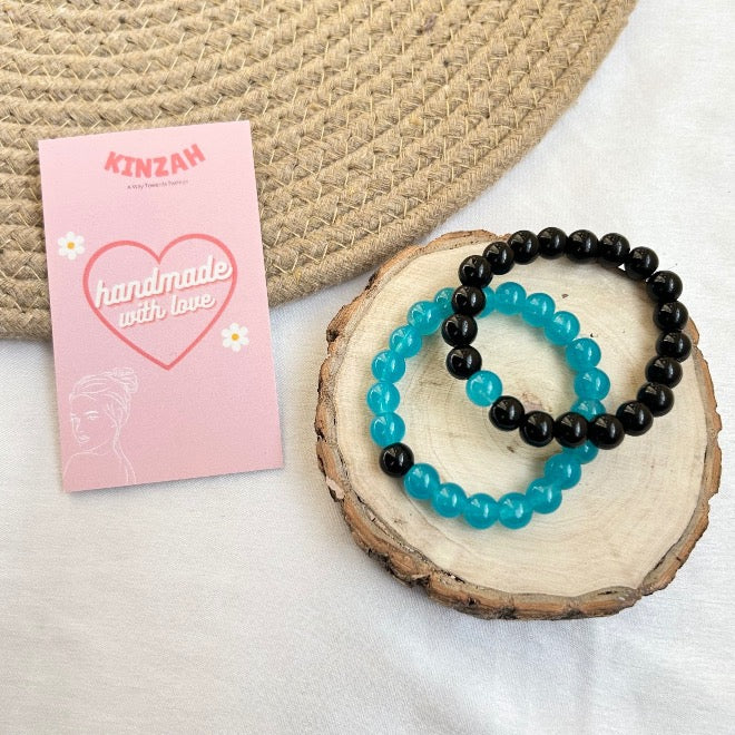 Couple Bracelets Set - Blue Black