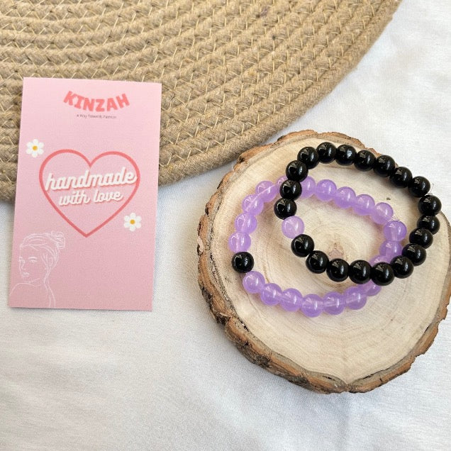 Couple Bracelets Set - Purple Black