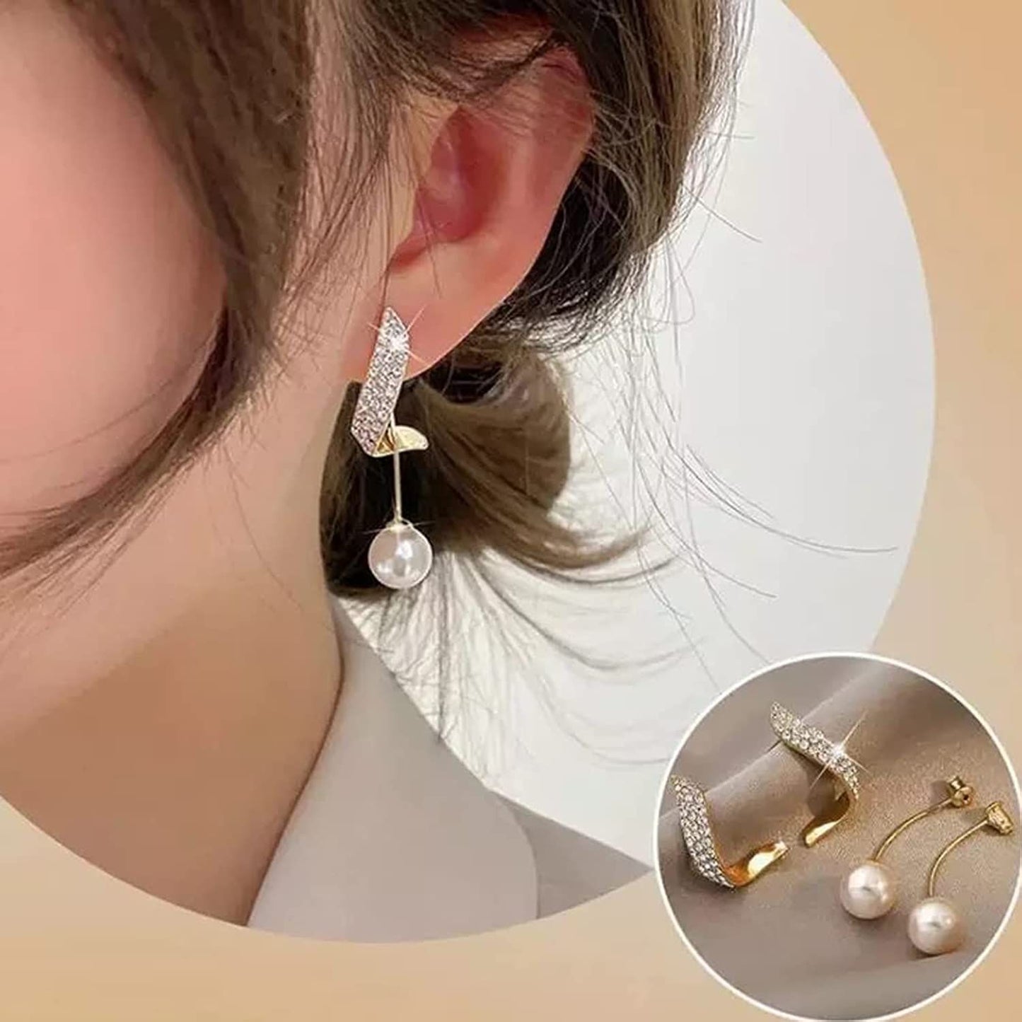 Korean Wing Pearl Earrings