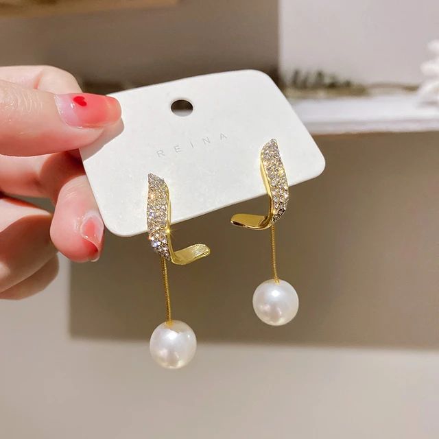 Korean Wing Pearl Earrings