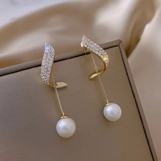 Korean Wing Pearl Earrings