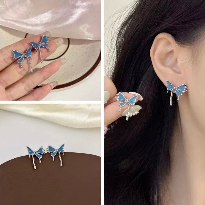 Blue Butterfly Korean Earrings